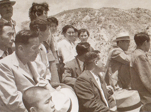 Reverend Moon with members at Pomnetkol, overlooking Pusan