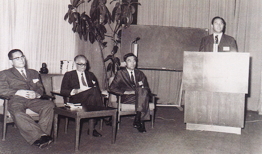 Reverend Moon speaking at a conference on the research of new religions sponsored by the Christian Academy