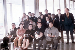 Reverend and Mrs. Moon with members at the airport in Canada